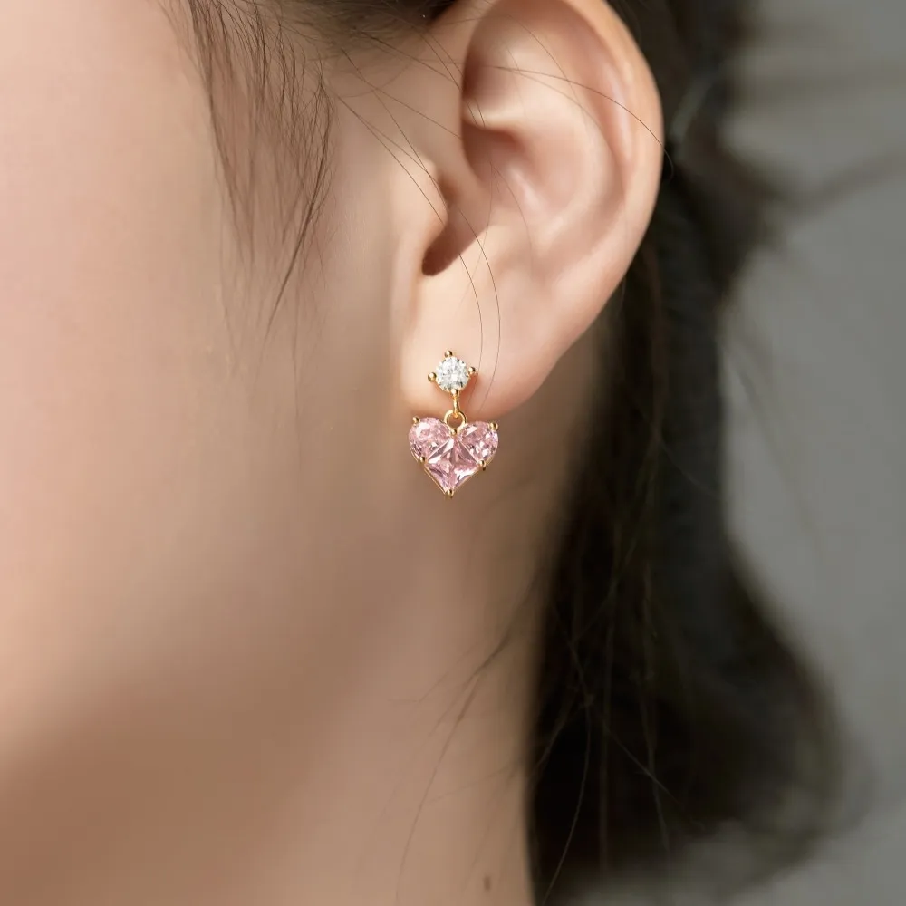 Sparkle Pink Zirconia Heart Stud Earring 40200402 - image1