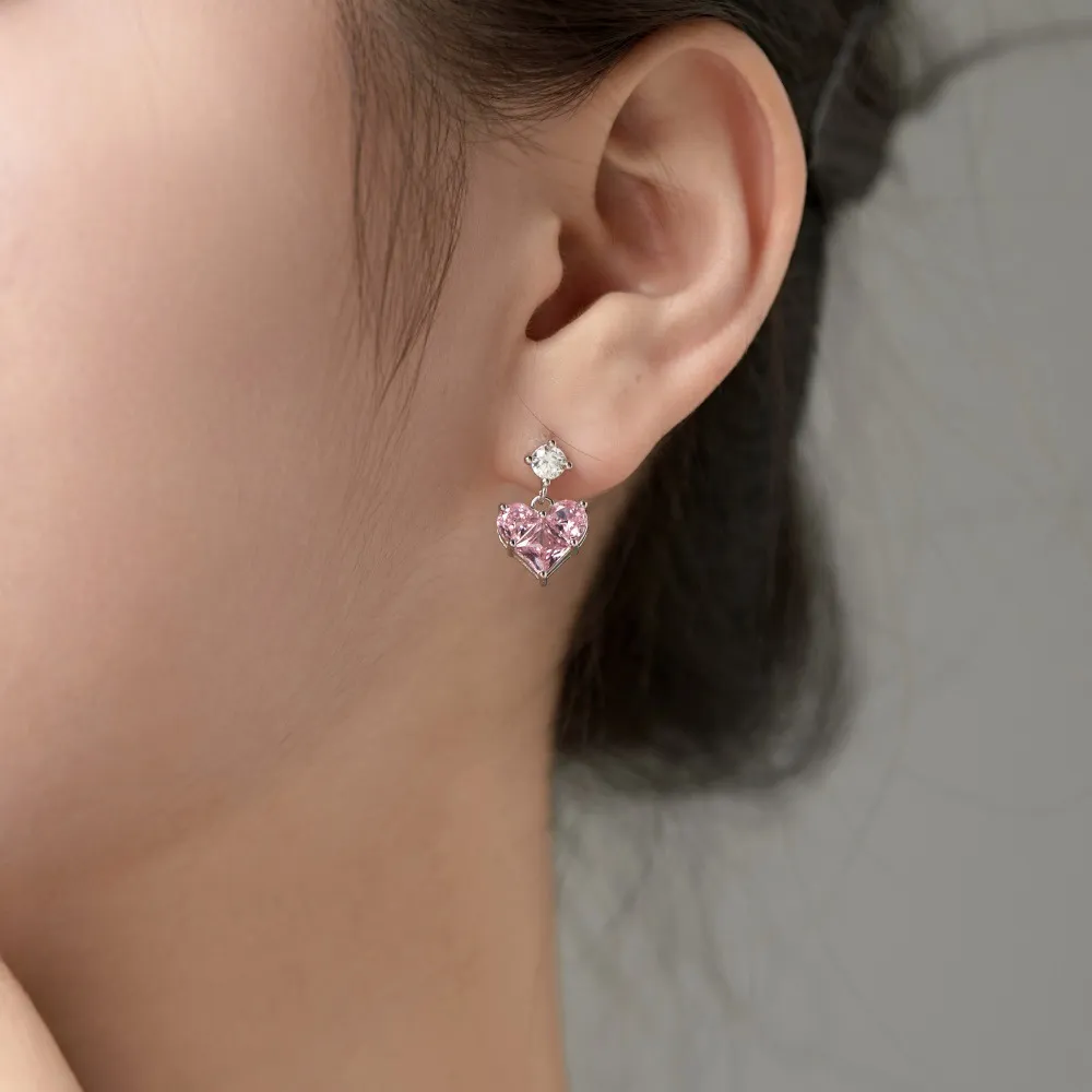 Sparkle Pink Zirconia Heart Stud Earring 40200402 - image2