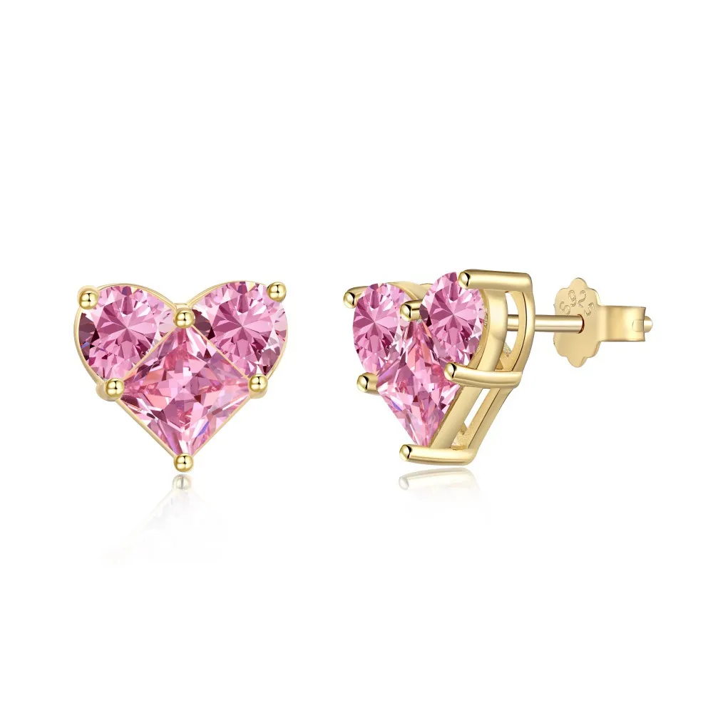 Pink Zirconia Heart Stud Earring 40200406