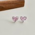 Pink Zirconia Heart Stud Earring 40200406