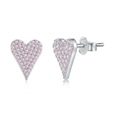 Shiny Zirconia Heart Stud Earring 40200407