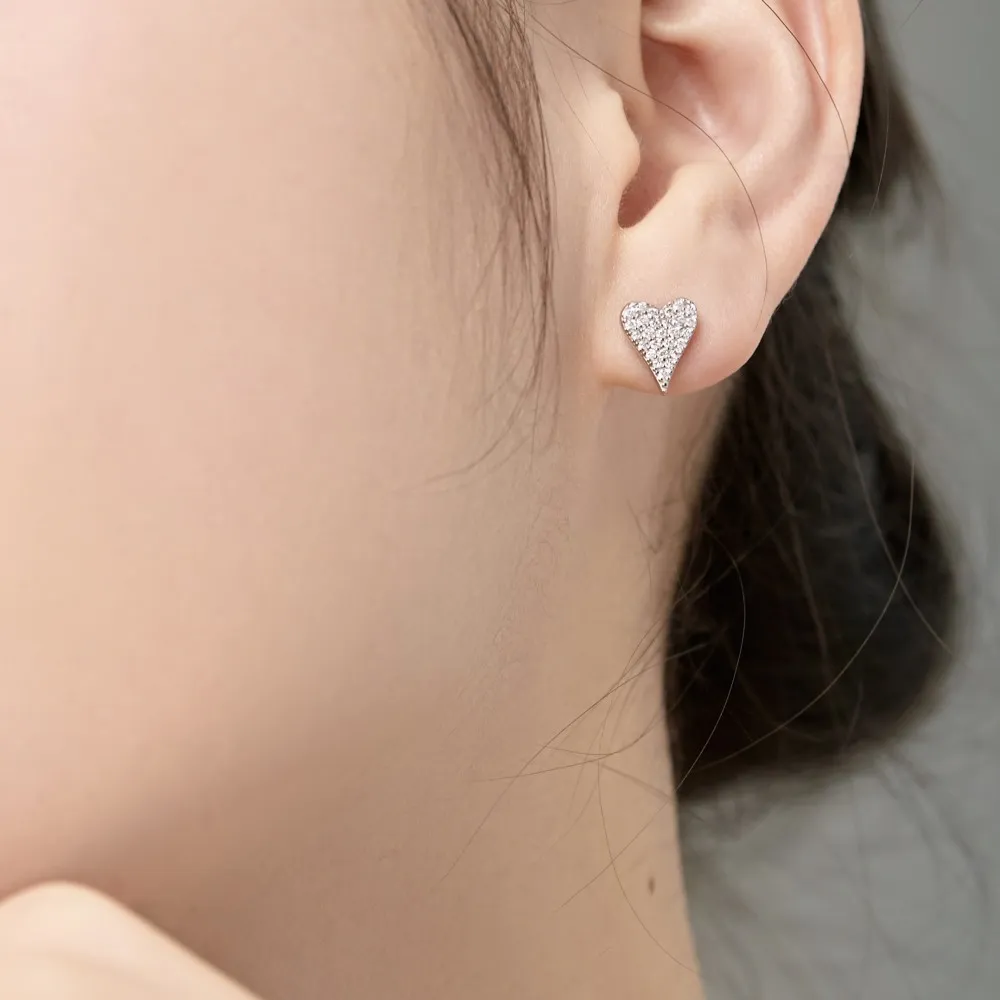 Shiny Zirconia Heart Stud Earring 40200407 - image4