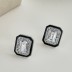 Black Enamel Zirconia Stud Earring 40200410