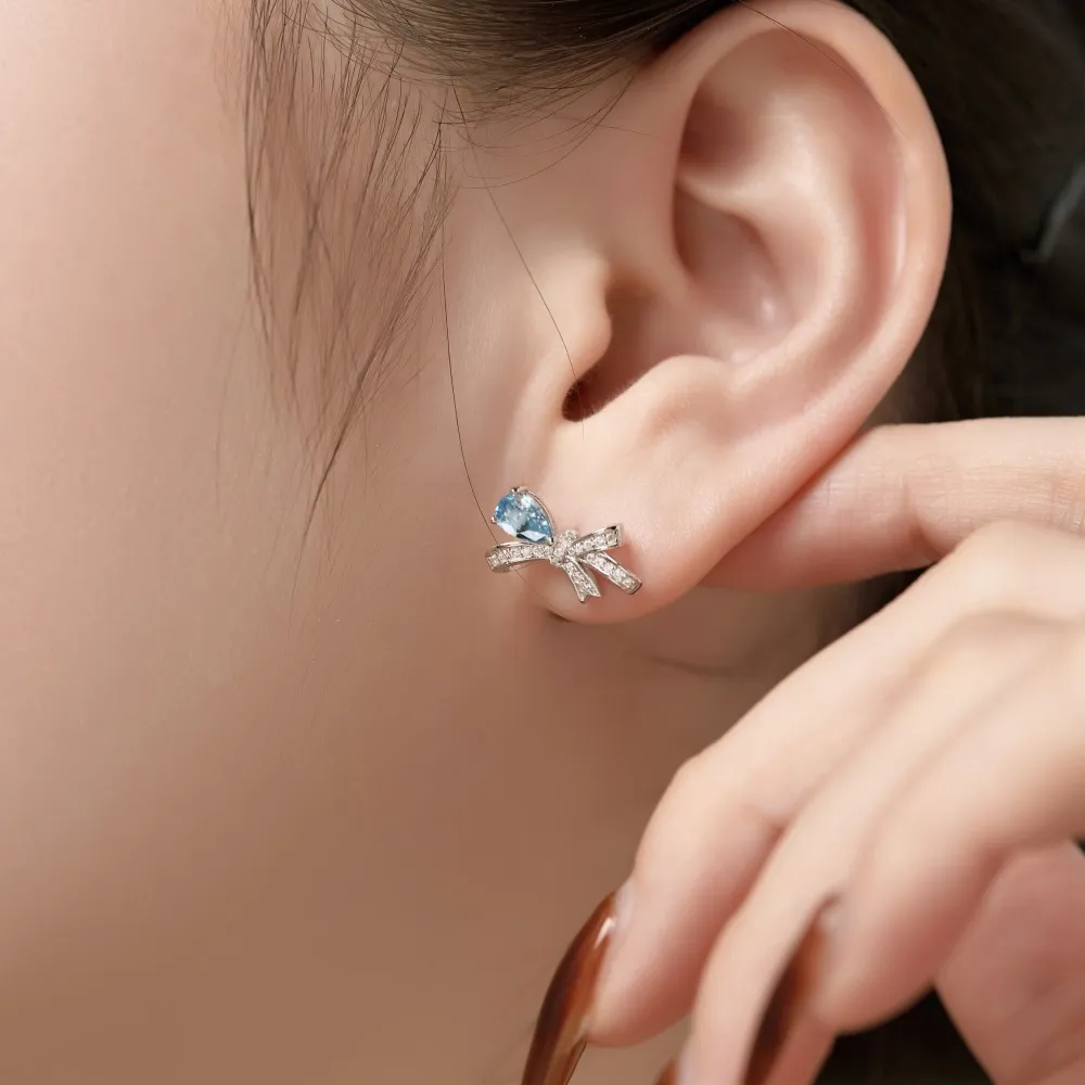 Lovely Zirconia Bow Stud Earring 40200411 - image1