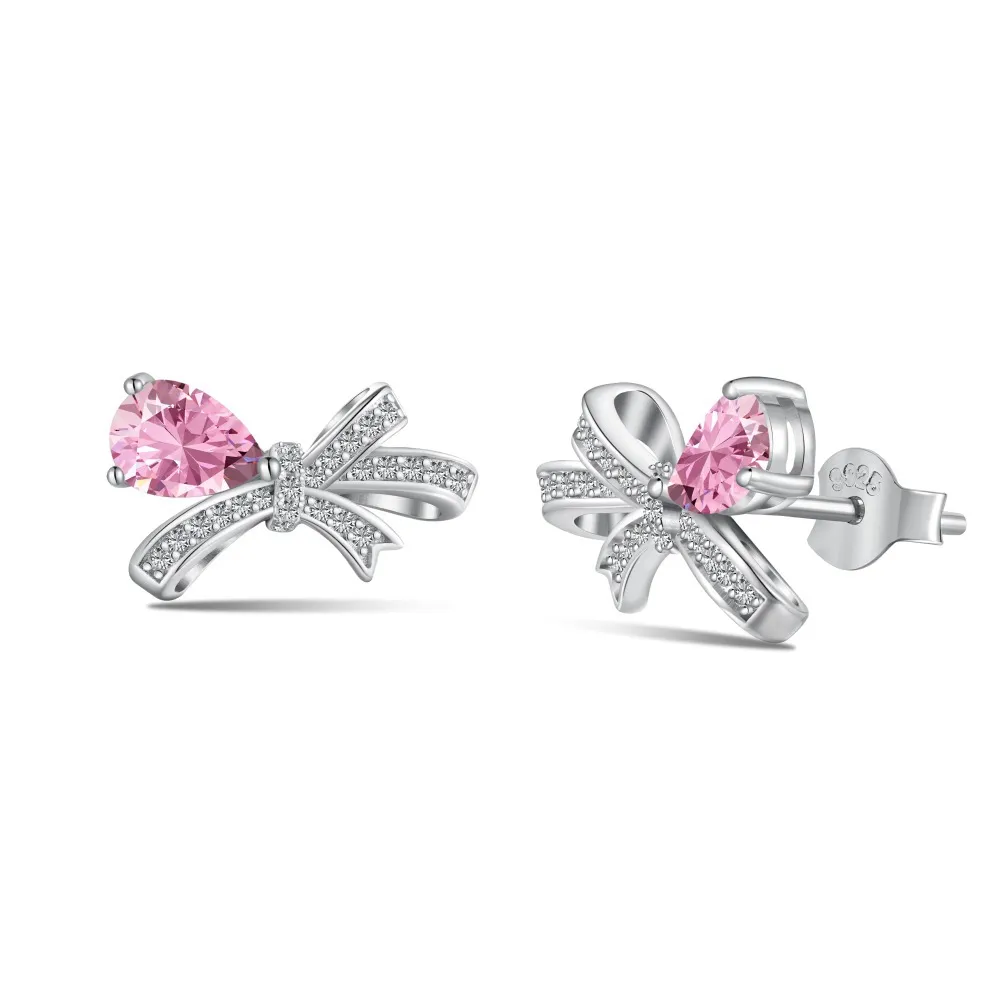 Lovely Zirconia Bow Stud Earring 40200411