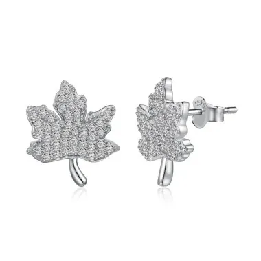 Sparkle Zirconia Maple Stud Earring 40200412