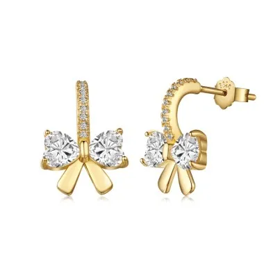 Cute Zirconia Bow Stud Earring 40200414