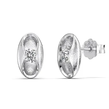 Frosted Beans Zirconia Stud Earring 40200416