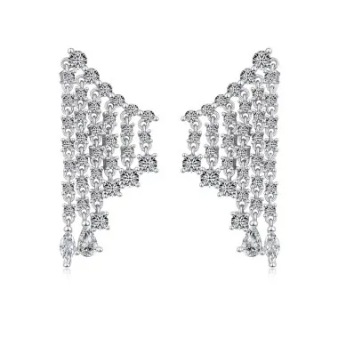 Waterdrop Zirconia Tassel Stud Earring 40200417