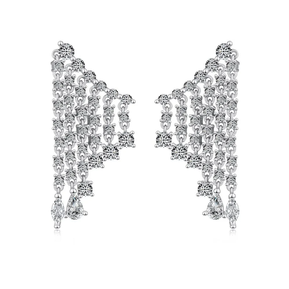 Waterdrop Zirconia Tassel Stud Earring 40200417