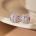 Octagon Colorful Zirconia Stud Earring 40200425