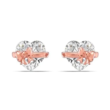 Bow Heart Zirconia Stud Earring 40200427