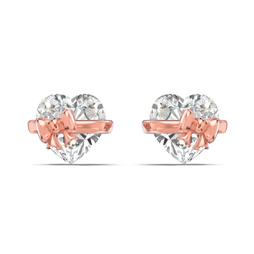 Bow Heart Zirconia Stud Earring 40200427