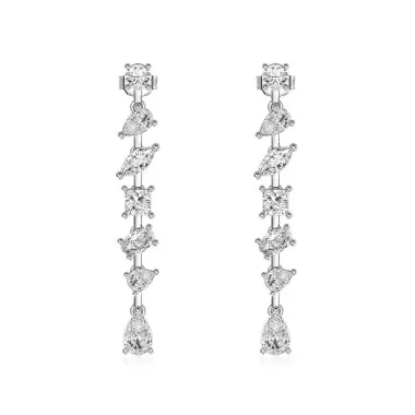 Sparkle Irregular Zirconia Tassel Stud Earring 40200433