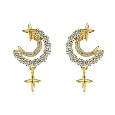 Star Moon Zirconia Stud Earring 40200438