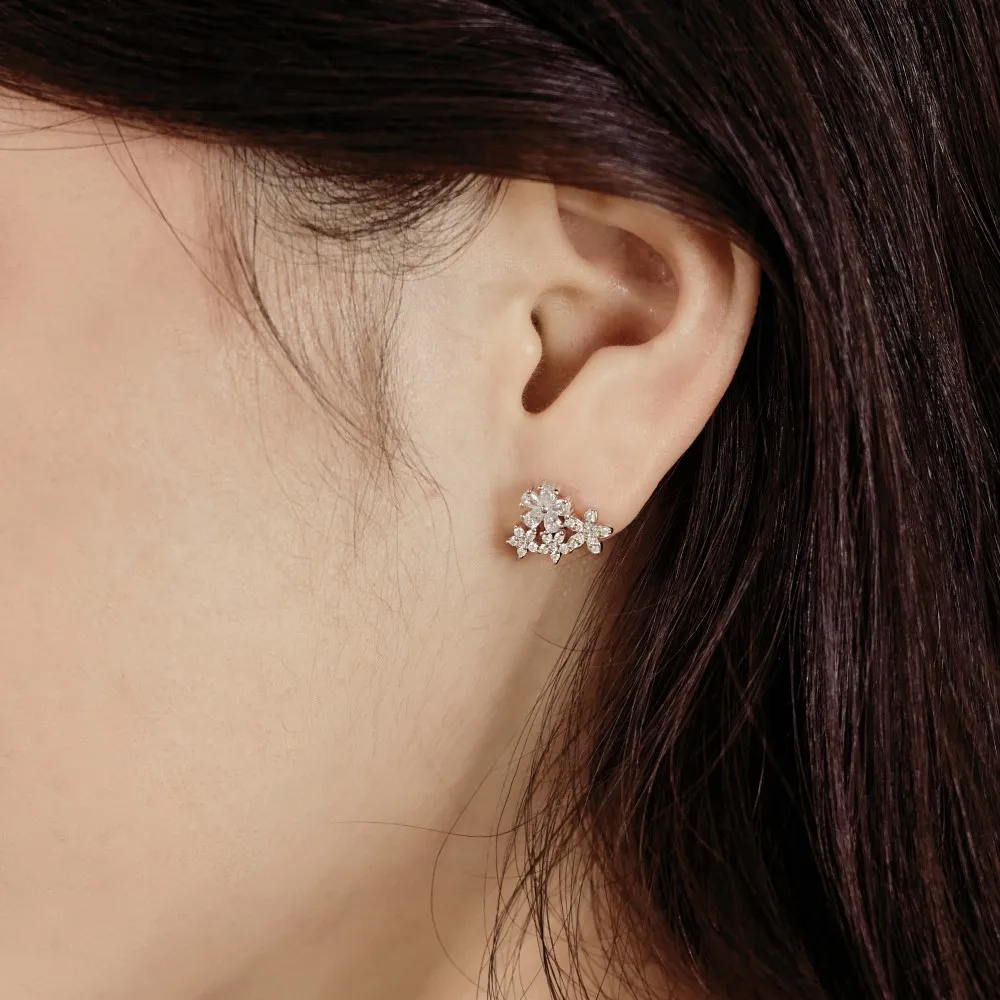 Cluster Flowers Zirconia Stud Earring 40200439 - image2