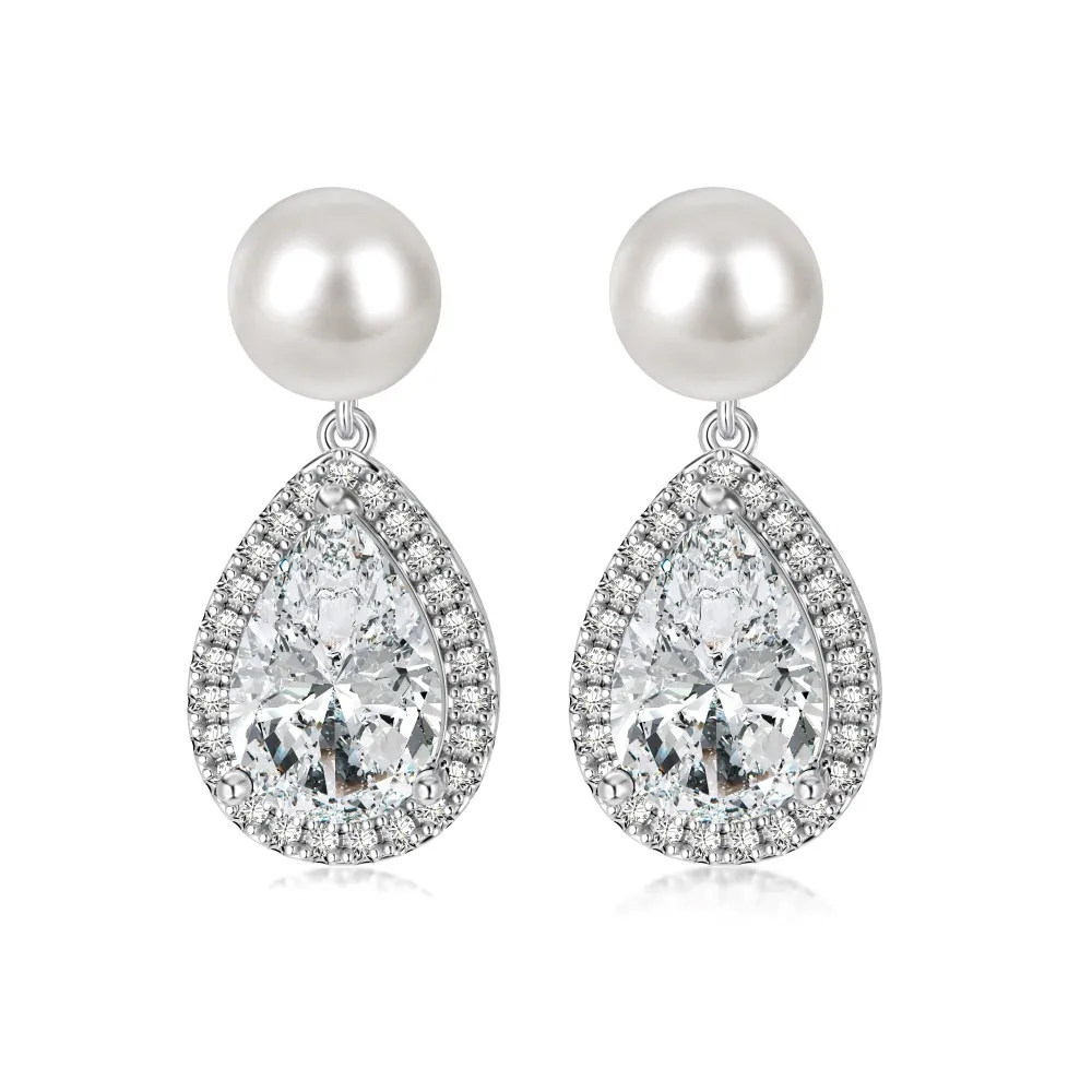 Pearl Waterdrop Zirconia Stud Earring 40200442