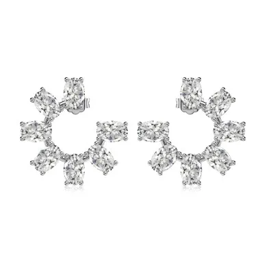 C Shape Oval Zirconia Stud Earring 40200443