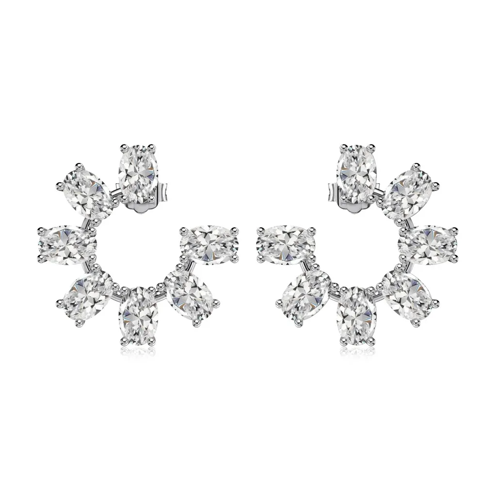 C Shape Oval Zirconia Stud Earring 40200443