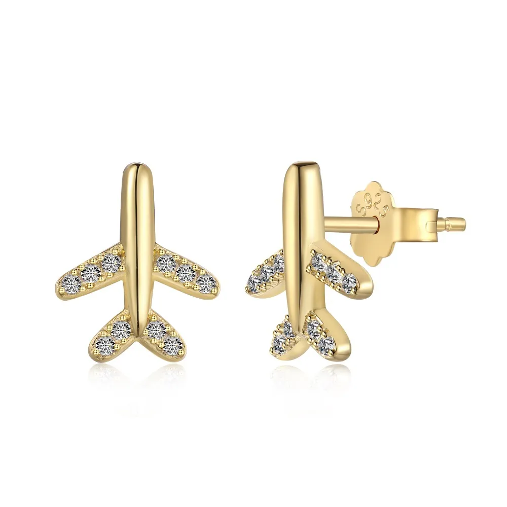 Zirconia Plane Stud Earring 40200444