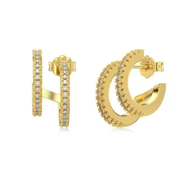 Two Rows Zirconia Stud Earring 40200447