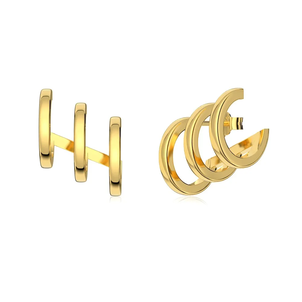 Three Rows Geometric Stud Earring 40200449