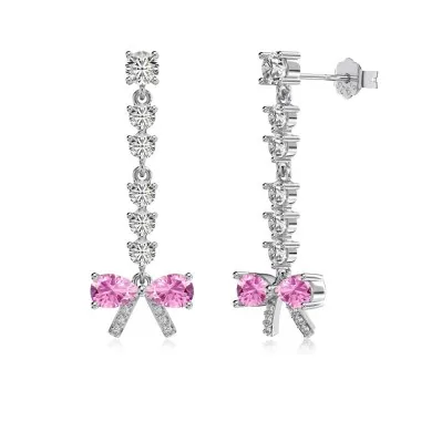 Lovely Bow Zirconia Tassel Stud Earring 40200502