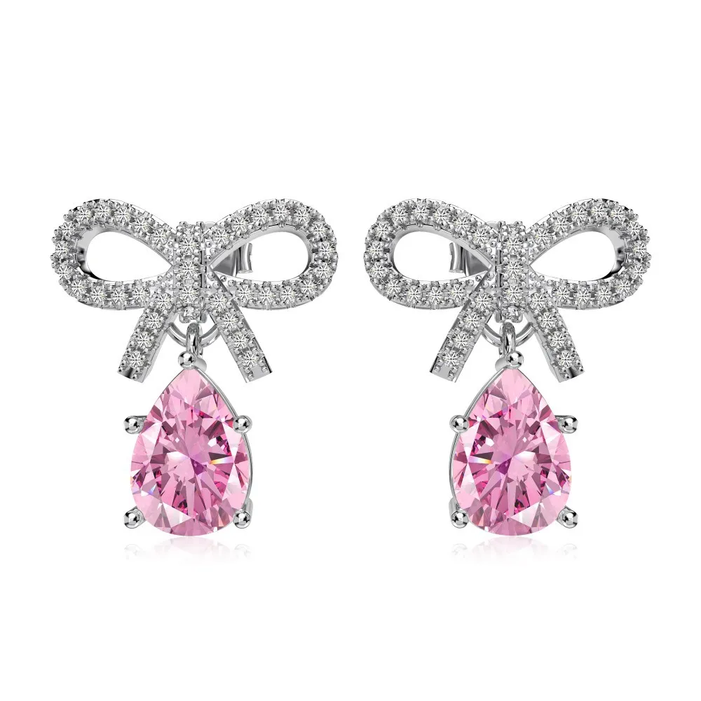 Waterdrop Bow Zirconia Party Stud Earring 40200503