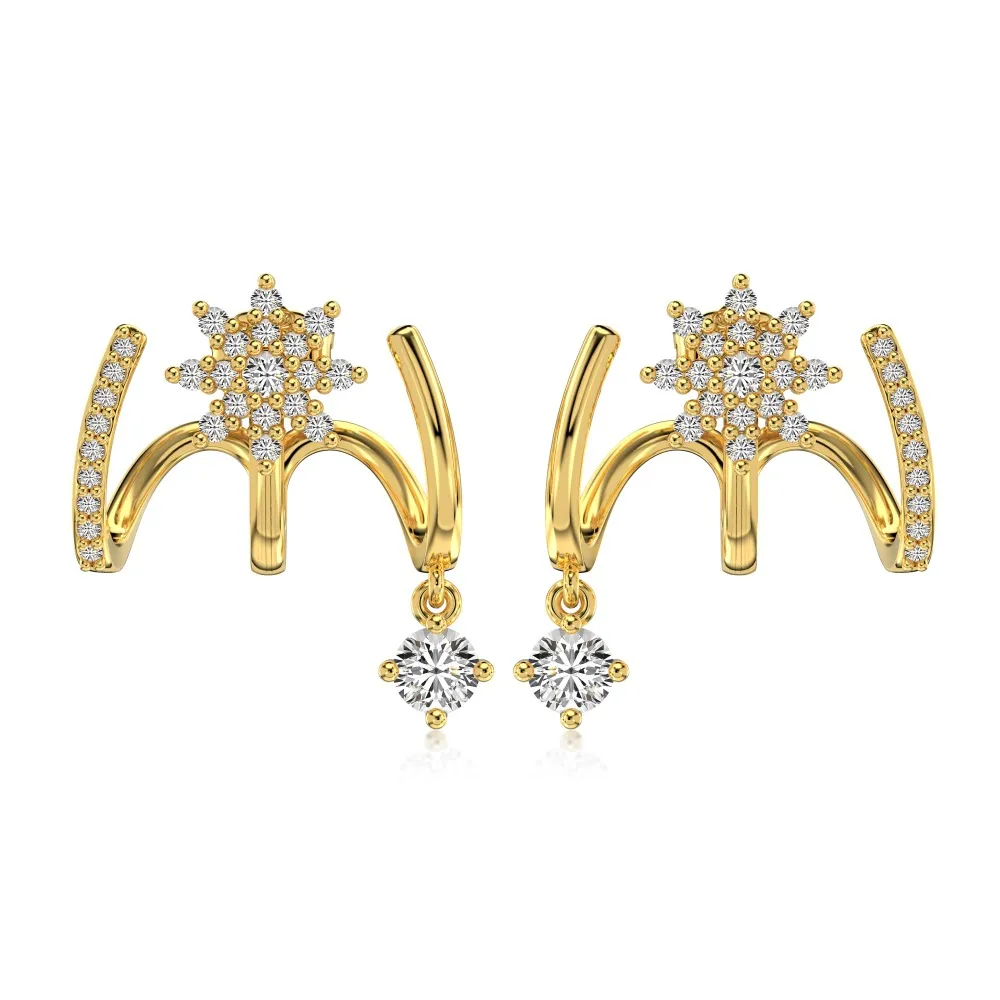 Geometric Layers Star Zirconia Stud Earring 40200504