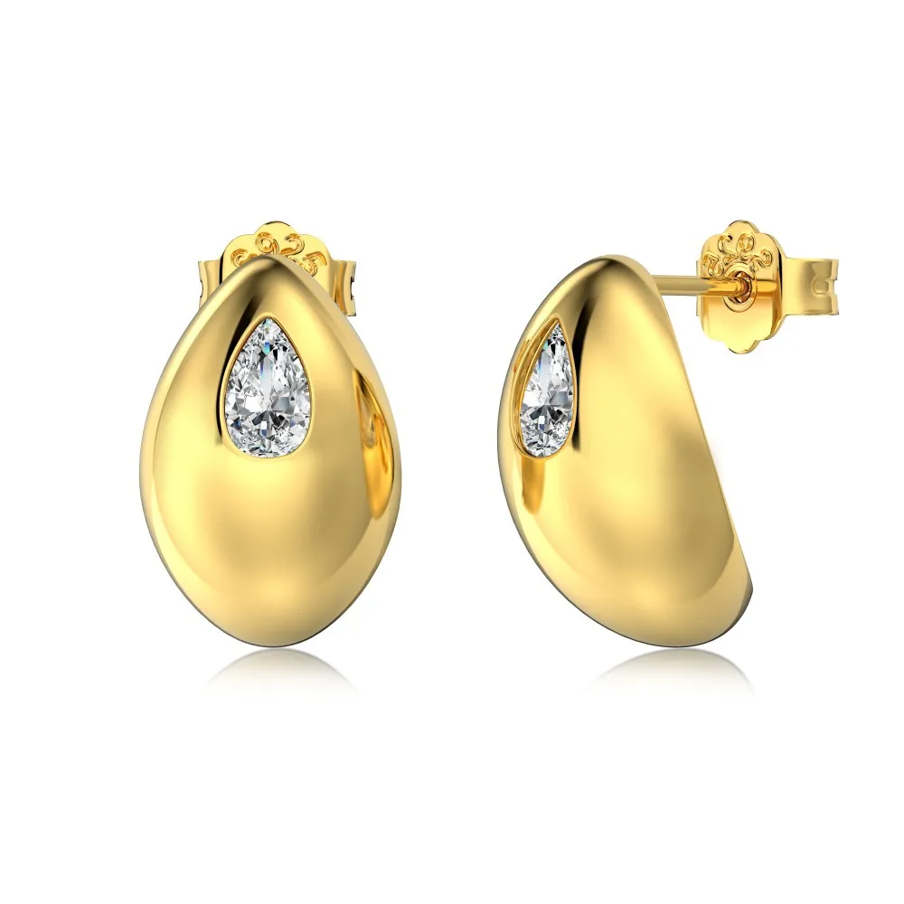 Bean Waterdrop Zirconia Stud Earring 40200505