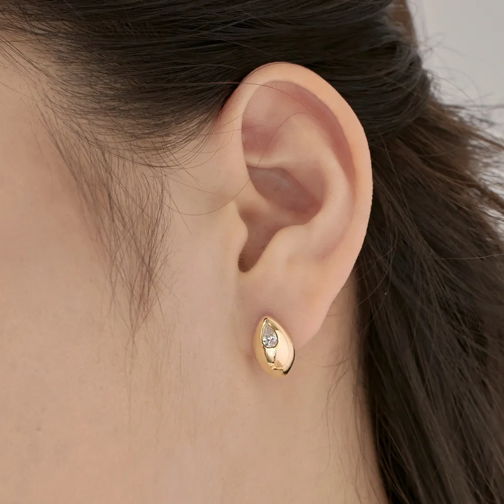 Bean Waterdrop Zirconia Stud Earring 40200505 - image1