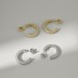 Gold Tone C Shape Zirconia Stud Earring 40200506