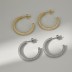 Gold Tone C Shape Zirconia Stud Earring 40200506