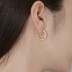 Gold Tone C Shape Zirconia Stud Earring 40200506