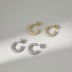 Gold Tone C Shape Zirconia Stud Earring 40200506