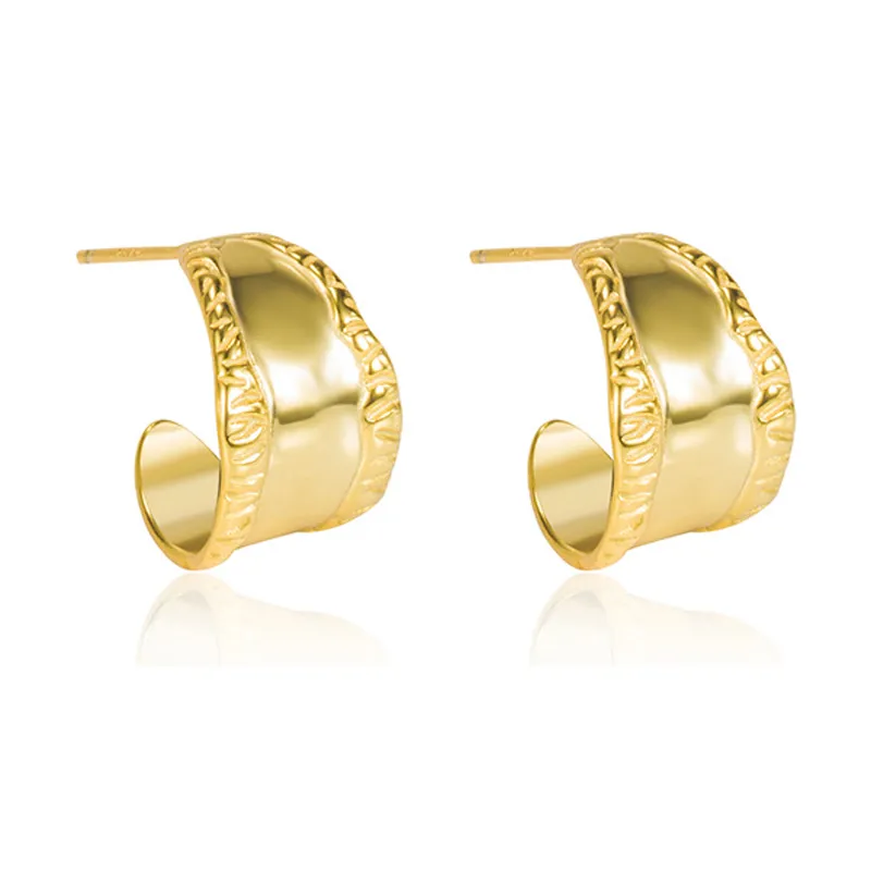 Vintage Wide Engraved Stud Earring 40400044