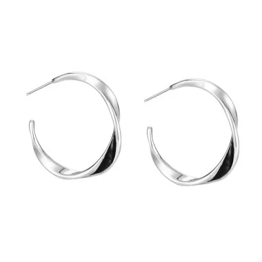 Geometric Mobius Black Silver Stud Earring 40400055