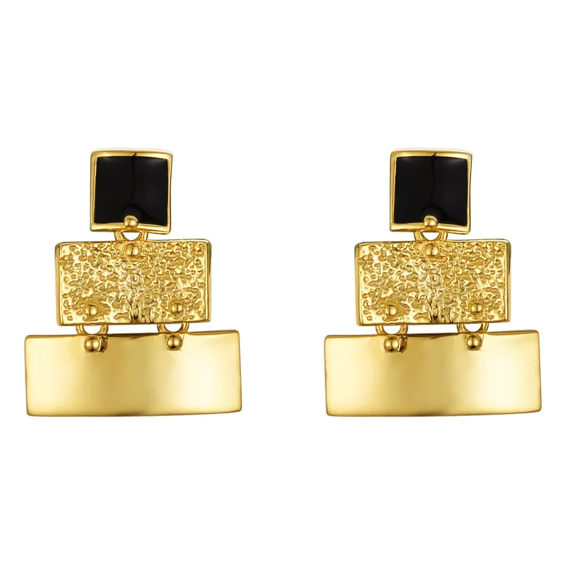 Geometric 3 Tones Layers Stud Earring 40400056