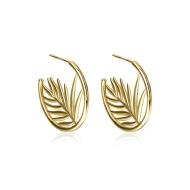 Hollow Leaves C Shape Stud Earring 40400068