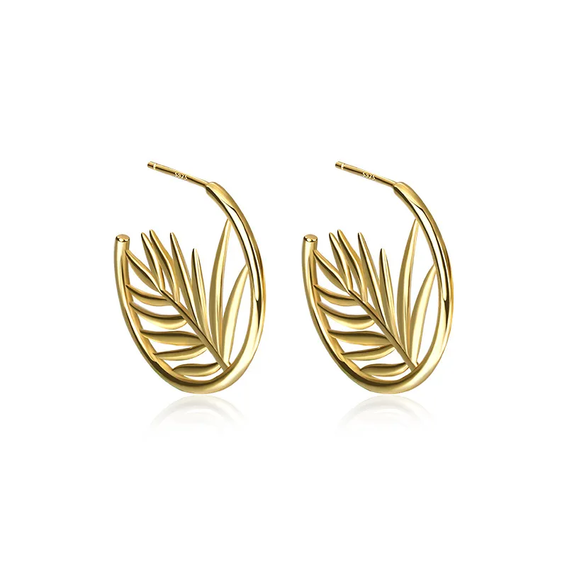 Hollow Leaves C Shape Stud Earring 40400068