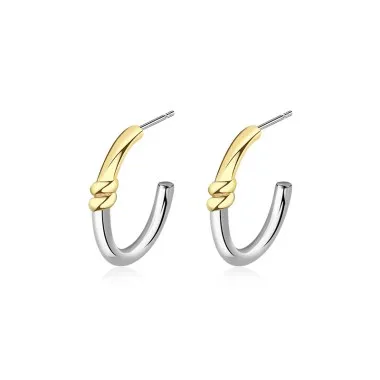 Two Tones Minimalist C Shape Stud Earring 40400074