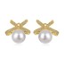 Zirconia Bow Pearls Stud Earring 40500015