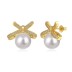 Zirconia Bow Pearls Stud Earring 40500015