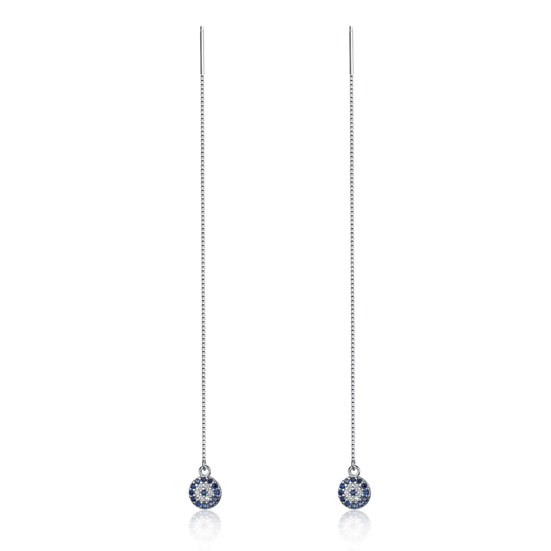 Box Chain Zirconia Eyes Thread Through Earring 50500004