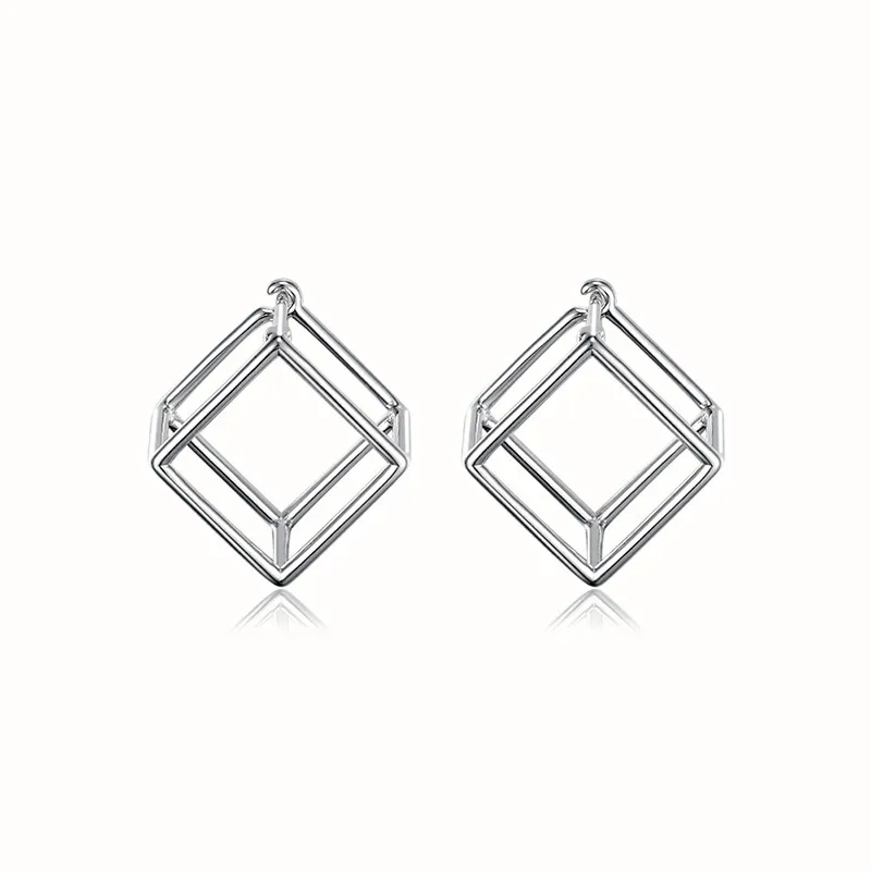 Geometric Hollow Cube Hoop Earring 60200115