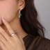 Asymmetric Green Zirconia Hoop Earring 60200139