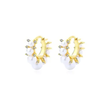 Elegant Shell Beads Zirconia Hoop Earring 60200144