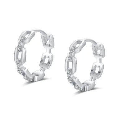 Stylish Chain Zirconia Hoop Earring 60200153