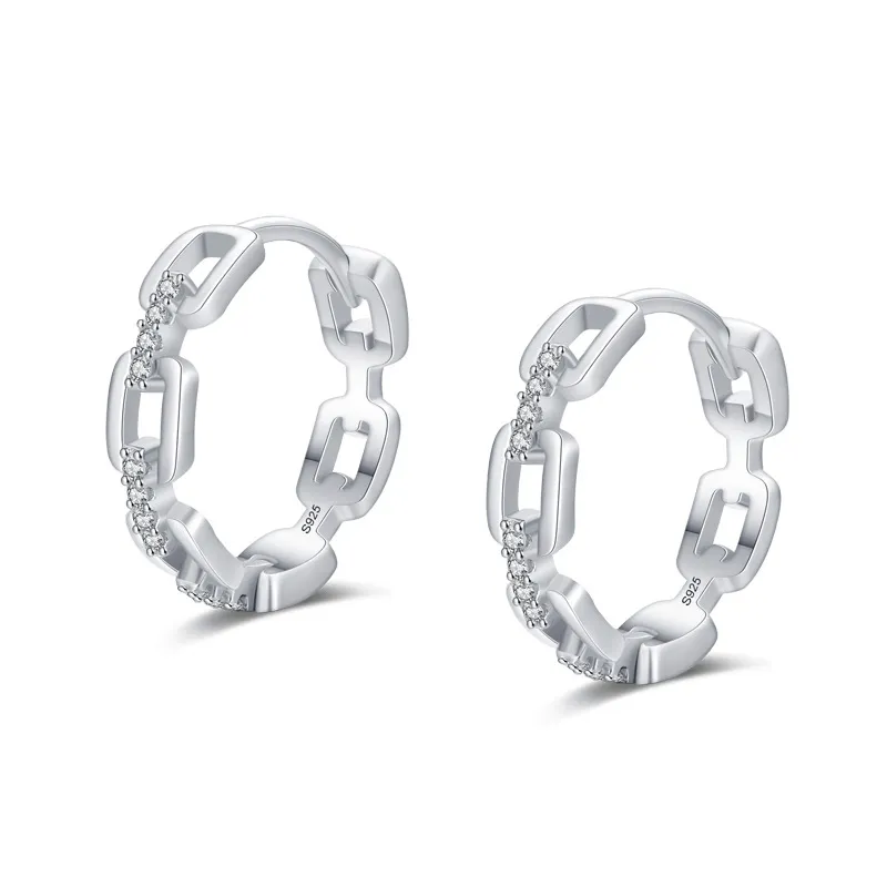 Stylish Chain Zirconia Hoop Earring 60200153