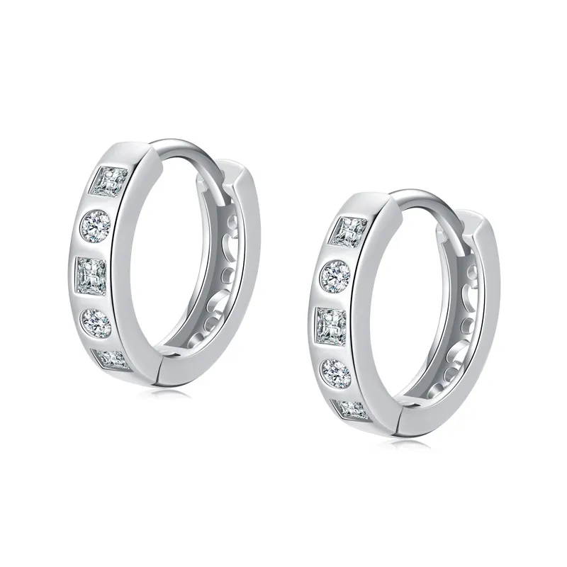 Square Round Zirconia Hoop Earring 60200155